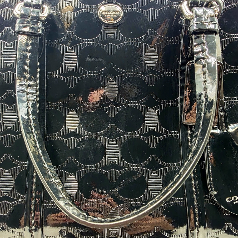 Coach Glossy Black Satchel - Picture 12 of 15